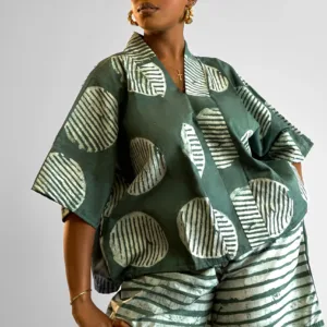 Amara Adire Blouse Cotton African Print Blouse by JOLÁ ADÉBÍMÍPÈ